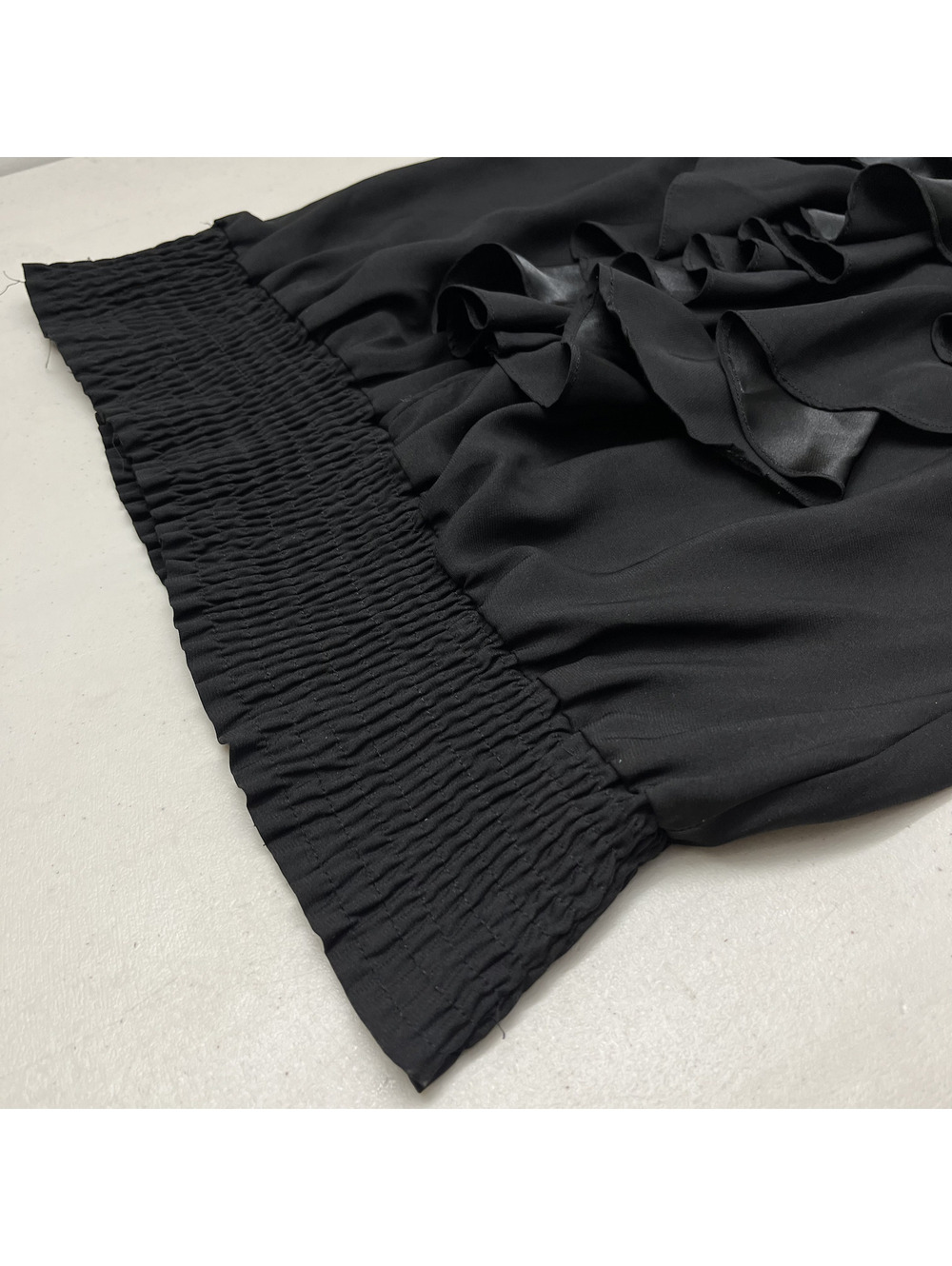 Vintage 100% Silk Black High Neck Top With Dramatic Ruffles Sz S Goth Evening - Picture 8 of 10